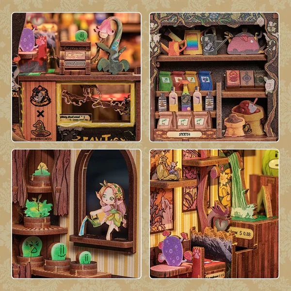 Book Nook Fantasy plant shop. Tienda de plantas. Rincón de libros para armar y decorar tu biblioteca - Imagen 5