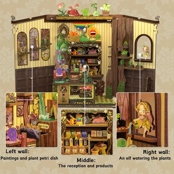 Book Nook Fantasy plant shop. Tienda de plantas. Rincón de libros para armar y decorar tu biblioteca - Imagen 7