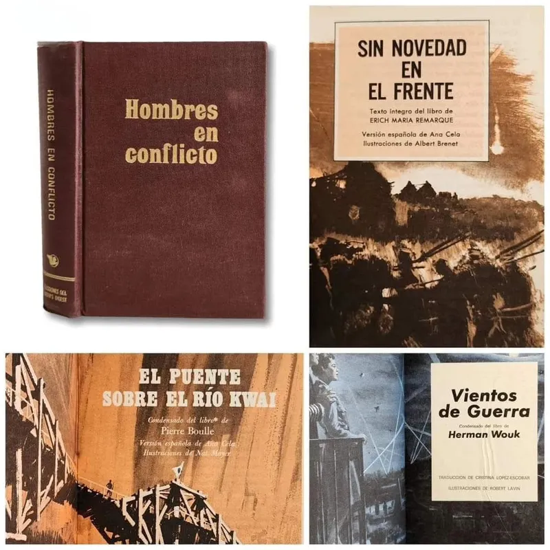 Hombres en conflicto.
Vientos de guerra - Wouk / Sin novedad en el frente - Remarque / El puente sobre el río Kwai - Boulle